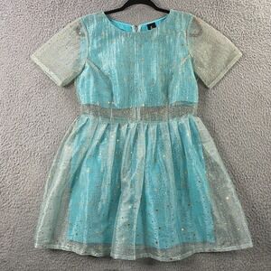 $328 Samantha Pleet Galaxy Dress size 8 Stars Mesh Silk Lined Fairy Ethereal‎